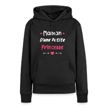 Maman d'une princesse - Sweat à capuche Premium bio Femme - noir - Devant - Julia (174cm)