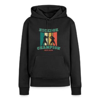 Kickbox Champion seit 2024 - Frauen Premium Bio Hoodie - Schwarz - Vorne - Julia (174cm)