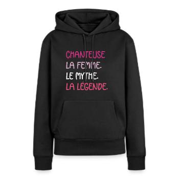 chanteuse - Sweat à capuche Premium bio Femme - noir - Devant - Julia (174cm)