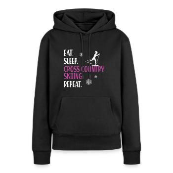 Eat Sleep Cross Country Skiing Repeat Ski Langlauf - Frauen Premium Bio Hoodie - Schwarz - Vorne - Julia (174cm)