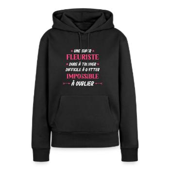 Super fleuriste - Sweat à capuche Premium bio Femme - noir - Devant - Julia (174cm)