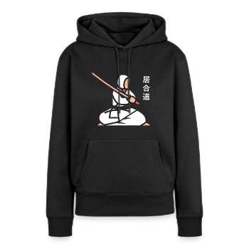 iaido - Sweat à capuche Premium bio Femme - noir - Devant - Julia (174cm)