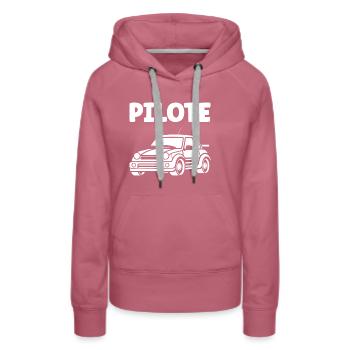 Humour pilote de rallye - Sweat à capuche Premium bio Femme - mauve - Devant - Isabella (175cm)