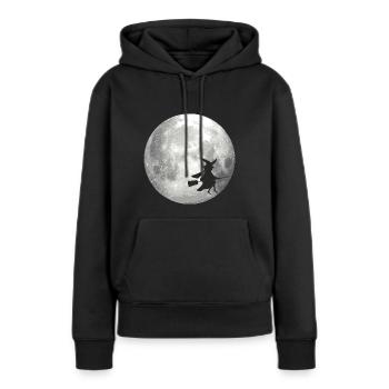 Pleine lune avec sorcière - Sweat à capuche Premium bio Femme - noir - Devant - Julia (174cm)