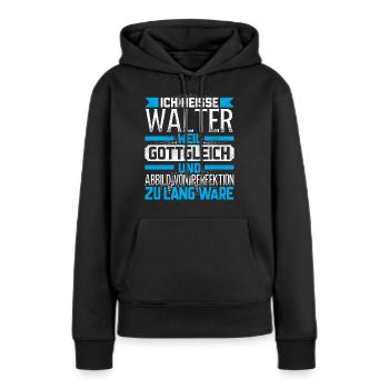 WALTER - Gottgleich - Frauen Premium Bio Hoodie - Schwarz - Vorne - Julia (174cm)