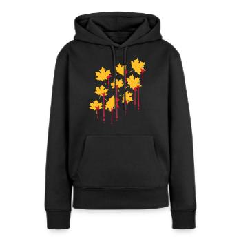 graffiti sang gouttes rouge feuille d’érable modèle herb - Sweat à capuche Premium bio Femme - noir - Devant - Julia (174cm)