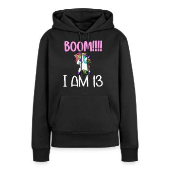 Dabbing birthday unicorn for kid 13 years old girl - Sweat à capuche Premium bio Femme - noir - Devant - Julia (174cm)