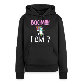 Dabbing birthday unicorn for kid 7 years old girl - Sweat à capuche Premium bio Femme - noir - Devant - Julia (174cm)