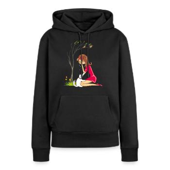 Fille qui pleure - Sweat à capuche Premium bio Femme - noir - Devant - Julia (174cm)