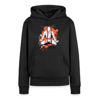 Le combattant - Sweat à capuche Premium bio Femme - noir - Devant - Julia (174cm)