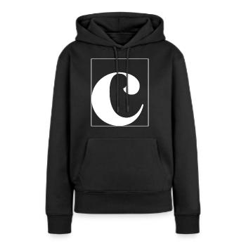 Lettre alphabet c - Sweat à capuche Premium bio Femme - noir - Devant - Julia (174cm)