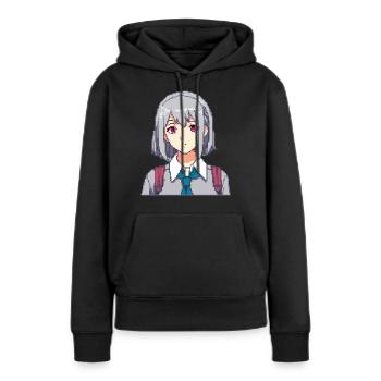 Charme d’écolière Pixel - Sweat à capuche Premium bio Femme - noir - Devant - Julia (174cm)