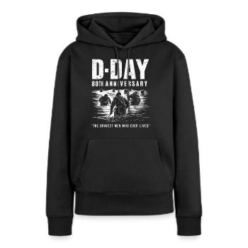80. Jahrestag des D-Day - Die mutigsten Männer, die es je gab - Frauen Premium Bio Hoodie - Schwarz - Vorne - Julia (174cm)