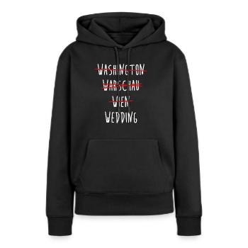 Wedding Berlin Streichliste - Frauen Premium Bio Hoodie - Schwarz - Vorne - Julia (174cm)