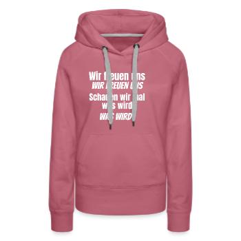 Meme Schauen wir mal was wird - Frauen Premium Bio Hoodie - Malve - Vorne - Isabella (175cm)