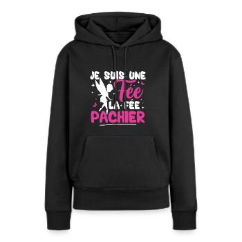 Je suis une fée la fée pachier - Sweat à capuche Premium bio Femme - noir - Devant - Julia (174cm)