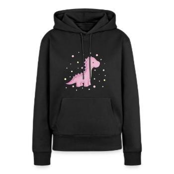 Dino Mädchen mit Punkten - Frauen Premium Bio Hoodie - Schwarz - Vorne - Julia (174cm)