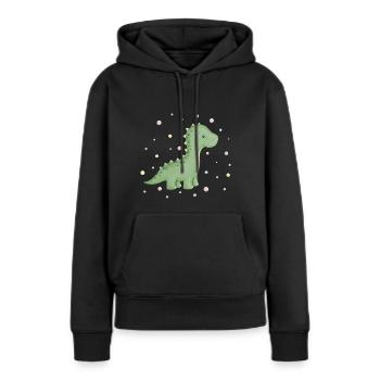 niedlicher Dino mit Punkten - Frauen Premium Bio Hoodie - Schwarz - Vorne - Julia (174cm)