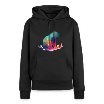 Bär in den Bergen bunt - Frauen Premium Bio Hoodie - Schwarz - Vorne - Julia (174cm)