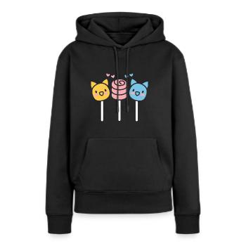 bonbon - Sweat à capuche Premium bio Femme - noir - Devant - Julia (174cm)