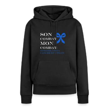 Sensibilisation au cancer du côlon - Sweat à capuche Premium bio Femme - noir - Devant - Julia (174cm)