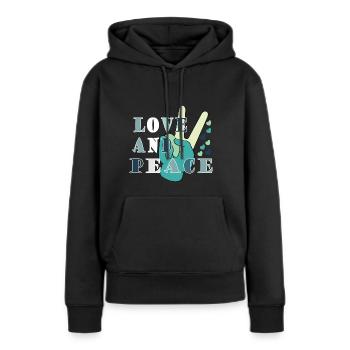 Love Peace Frieden Harmonie - Frauen Premium Bio Hoodie - Schwarz - Vorne - Julia (174cm)
