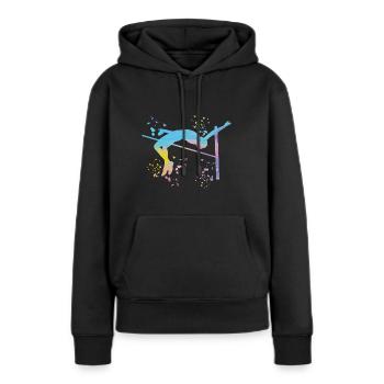 Saut en hauteur Aquarelle Saut en hauteur - Sweat à capuche Premium bio Femme - noir - Devant - Julia (174cm)