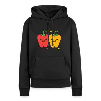 poivron - Sweat à capuche Premium bio Femme - noir - Devant - Julia (174cm)