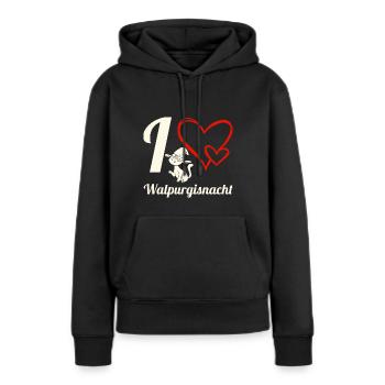 Walpurgisnacht mit Katze für echte Hexen - Frauen Premium Bio Hoodie - Schwarz - Vorne - Julia (174cm)