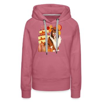 Dog Birthday Gift Longhair Collie - Women’s Premium Organic Hoodie - mauve - Front - Isabella (175cm)