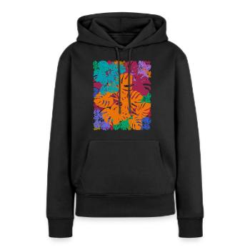 Plantes Feuilles tropicales Monstera Deliciosa - Sweat à capuche Premium bio Femme - noir - Devant - Julia (174cm)