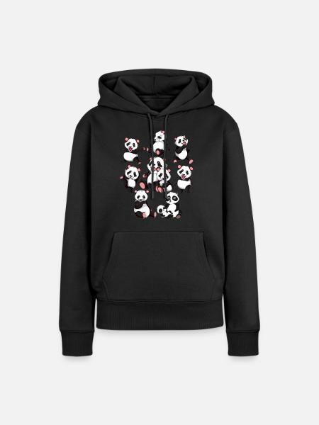 Pandabär - Frauen Premium Bio Hoodie - Schwarz