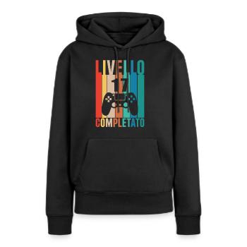 Niveau 17 - Sweat à capuche Premium bio Femme - noir - Devant - Julia (174cm)