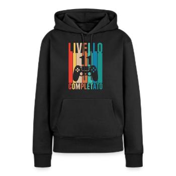 Niveau 11 - Sweat à capuche Premium bio Femme - noir - Devant - Julia (174cm)