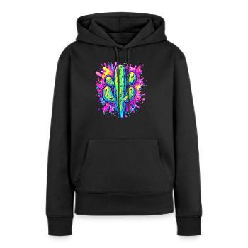 Farbenfrohe Kaktus Kunst - Frauen Premium Bio Hoodie - Schwarz - Vorne - Julia (174cm)