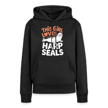 Sceau disant sceau drôle phoque du Groenland cadeau - Sweat à capuche Premium bio Femme - noir - Devant - Julia (174cm)