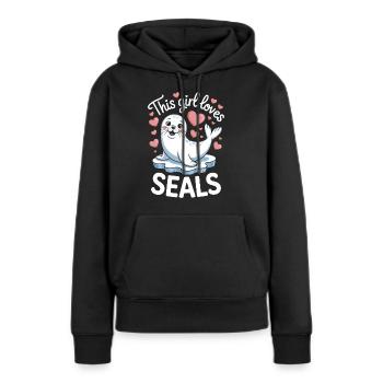 Sceau disant sceau drôle phoque du Groenland cadeau - Sweat à capuche Premium bio Femme - noir - Devant - Julia (174cm)