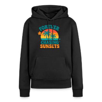 forever chasing sunsets - Frauen Premium Bio Hoodie - Schwarz - Vorne - Julia (174cm)