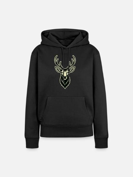 Hirsch Hirschgeweih - Frauen Premium Bio Hoodie - Schwarz