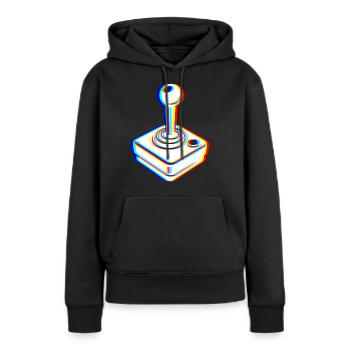 Joystick Glitch – Rétro Gaming - Sweat à capuche Premium bio Femme - noir - Devant - Julia (174cm)