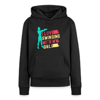 Les fanatiques de fitness adorent se balancer avec ma fille - Sweat à capuche Premium bio Femme - noir - Devant - Julia (174cm)