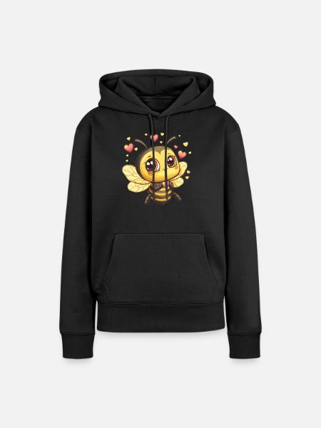 Cœur Abeille Amoureuse - Sweat à capuche Premium bio Femme - noir