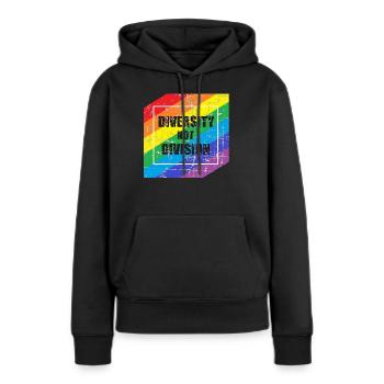 Feiern Sie die Vielfalt, nicht die Spaltung, die Einheit - Frauen Premium Bio Hoodie - Schwarz - Vorne - Julia (174cm)