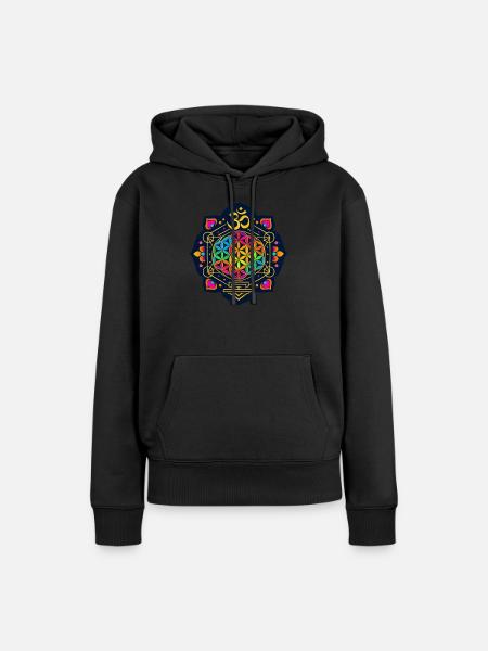 Goa Merch - Psytrance Party - Goa Mandala - Frauen Premium Bio Hoodie - Schwarz