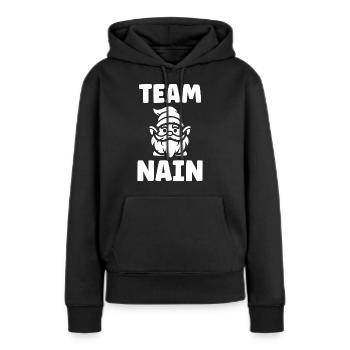Nain - Sweat à capuche Premium bio Femme - noir - Devant - Julia (174cm)