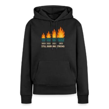 Feu de benne à ordures Humour - Sweat à capuche Premium bio Femme - noir - Devant - Julia (174cm)