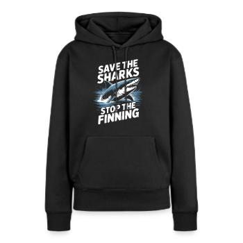 Sauvez les requins, arrêtez l’enlèvement des ailerons - Sweat à capuche Premium bio Femme - noir - Devant - Julia (174cm)