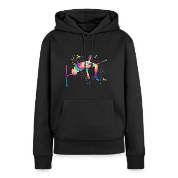 Saut en hauteur Aquarelle Saut en hauteur - Sweat à capuche Premium bio Femme - noir - Devant - Julia (174cm)