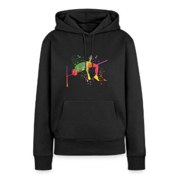 Saut en hauteur Aquarelle Saut en hauteur - Sweat à capuche Premium bio Femme - noir - Devant - Julia (174cm)