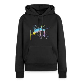 Hochspringer Wasserfarben Hochsprung - Frauen Premium Bio Hoodie - Schwarz - Vorne - Julia (174cm)